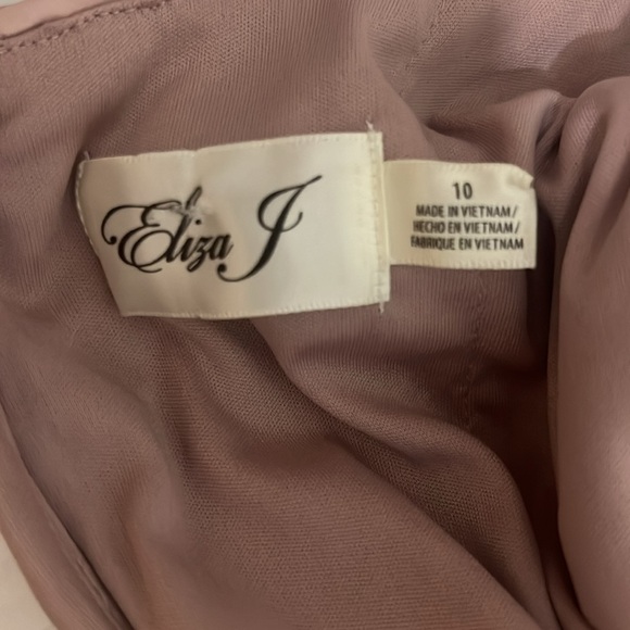 Eliza J Rose Gold Mauve Sequin Dress Faux Wrap Stretch waist sz 10 - Picture 6 of 10